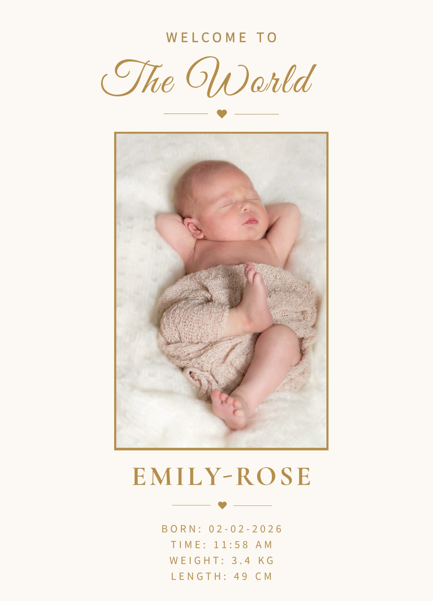 classic elegance birth announcement keepsake